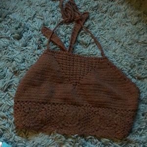 Brown crochet festival top